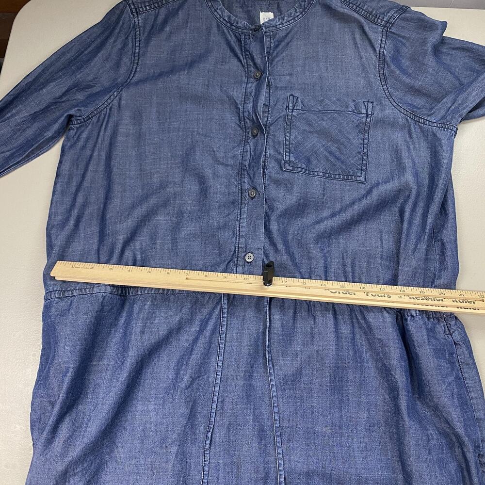 Gap Shirt Dress Womens XL Blue Chambray Tencel Cinched Waist Pockets Long Sleeve - Picture 10 of 16